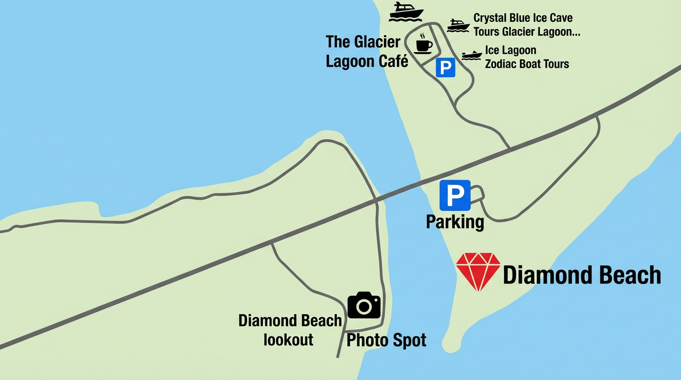 Diamond Beach Iceland location map