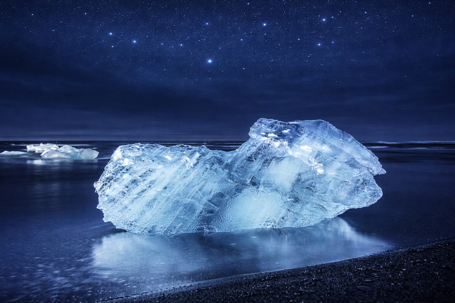 Ancient glacier ice on Diamond Beach Iceland